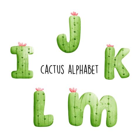 Cactus Alphabet Cactus Letter Vector Illustration 8078306 Vector Art