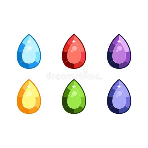 Colorful Gems Set Fantasy Jewelry Gems Stone For Game Vector