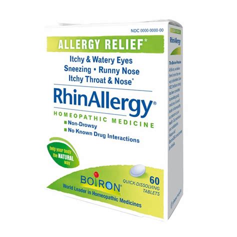 Boiron Rhinallergy Homeopathic Medicine For Allergy Relief 60 Ct