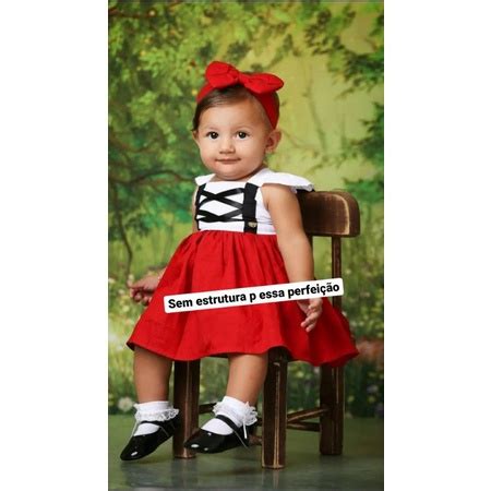 Vestido Infantil Menina Baby Chapeuzinho Vermelho Fantasia Mesvesario