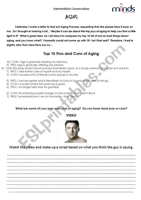 Aging Esl Worksheet By Hefesto30 Worksheets Library