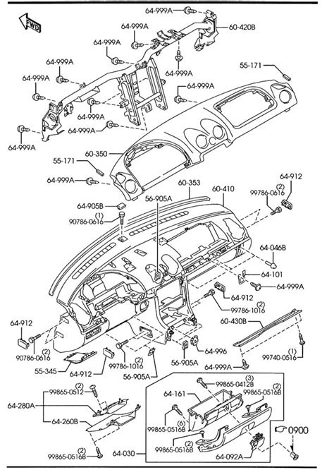 2002 Mazda Miata Instrument Panel Knee Bolster. Driver side, black ...