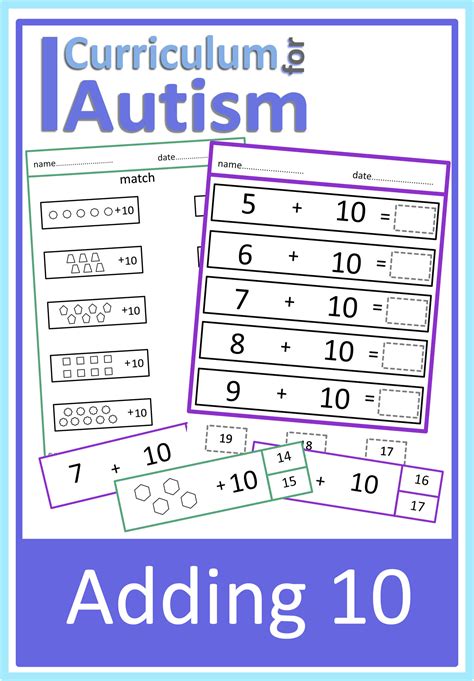 Adding 10 Worksheets And Task Cards Autism Special Education Resource Room Homeschool Math Lessons