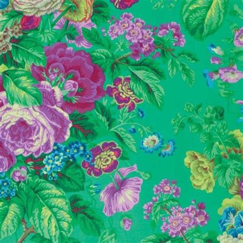 Free Spirit Fabrics Kaffe Fassett Philip Jacobs Green Floral Delight Quilt Fabric In 2021