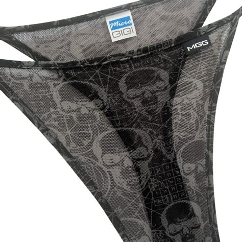 Skulls Sheer Brazilian Tie Side Bikini Bottom Micro Gigi