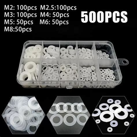 MUST HAVE NYLON Washer Seals Flat Washers Set Of 500 White Nylon Flat