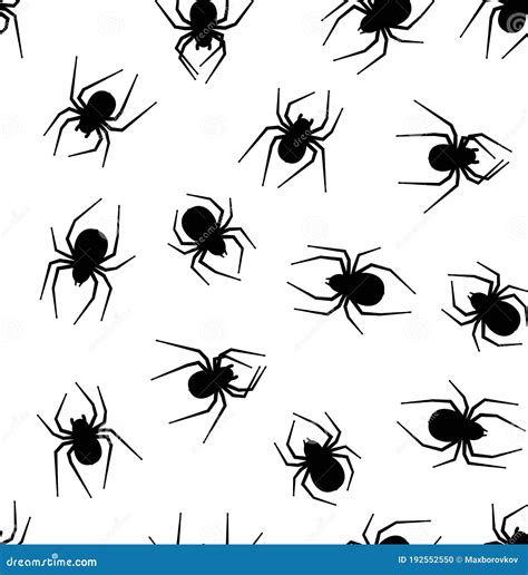 Black Spiders Silhouette On White Background Cheerful Cheeky Spiders