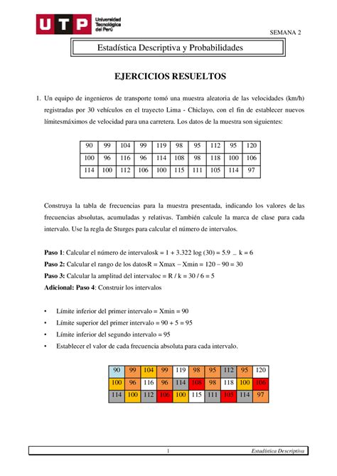 Ejercicios Resueltos De Estadística Descriptiva Ejercicios De Estadística Descriptiva Docsity