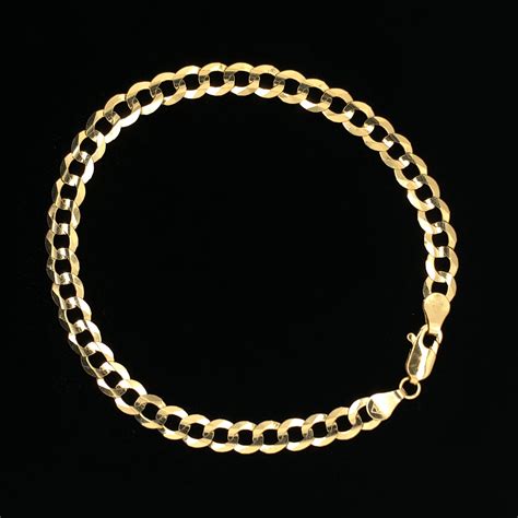 Solid 18k Yellow Gold Cuban Chain Bracelet 55mm Lock And Clasp