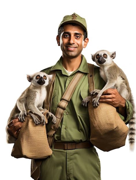 Premium Photo Experienced Male Zookeeper With Animals Ai Generated