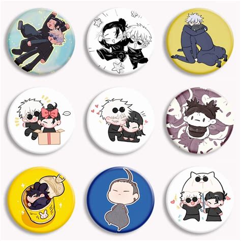 58mm Jujutsu Kaisen Cute Anime Button Pin Gojo Satoru Megumi Geto