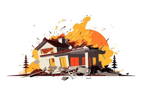 Destroyed Home Demolished Building Vector Flat Isolated Illustration