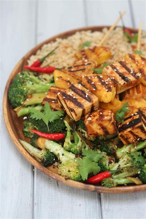 Vegan Sriracha Grilled Tofu And Pineapple Skewers Abbey S Kitchen