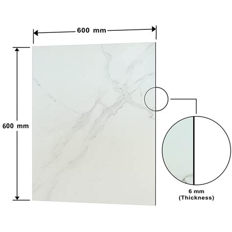 Belofay 6mm Marble Tempered Glass Splashback Heat Resistant Kitchen Backsplash