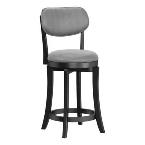 Bowery Hill 26 Transitional Wood Fabric Swivel Counter Stool In Black