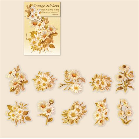 Holiday Sales Lmueinov Ice Crystal Pet Sticker Pack Series Gold Floral