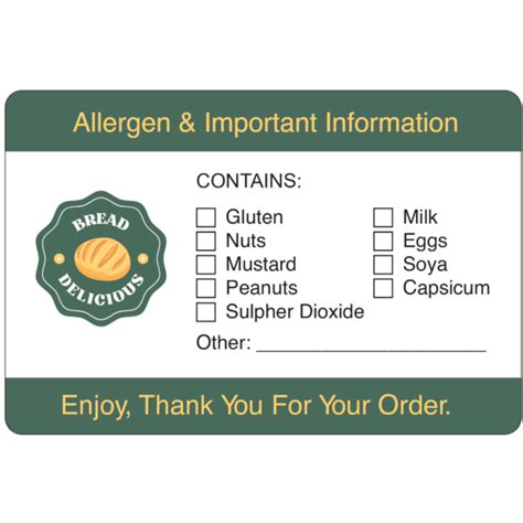 Personalised Allergen Labels 75x50mm Labels Online