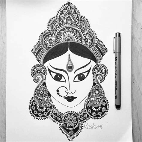 Buy Maa Durga Art Print Online In India Etsy Mandala Design Art