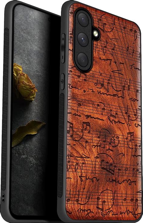 Carveit Wood Case For Samsung Galaxy A G Case Natural Wood Black