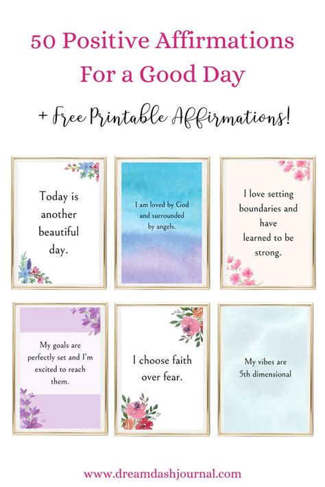 Daily Positive Affirmations Free Printable Affirmation Cards