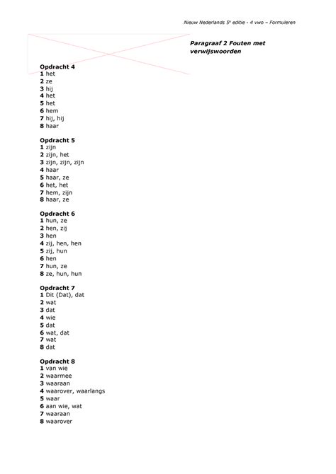 Vwo Formuleren Antwoorden Nieuw Nederlands Nieuw Nederlands