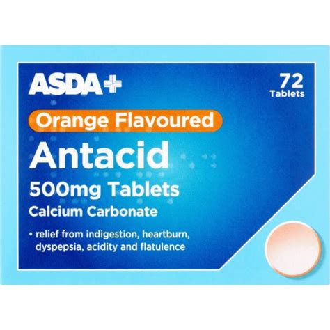 Asda Orange Antacid Tablets Calcium Carbonate Tablets 72 X 500mg