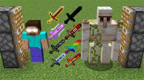 X100 Minecraft Swords And Herobrine And X200 Iron Golems Combined In