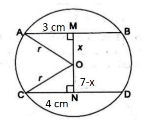 The Length Of Two Parallel Chords Of A Circle Are Cmand Cm If The Two