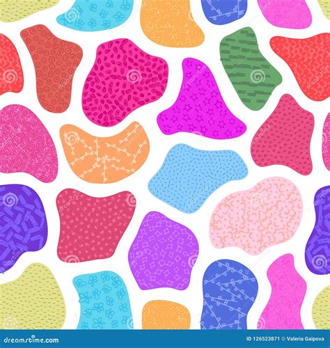 Vector Seamless Pattern With Hand Drawn Abstract Shapes Textured