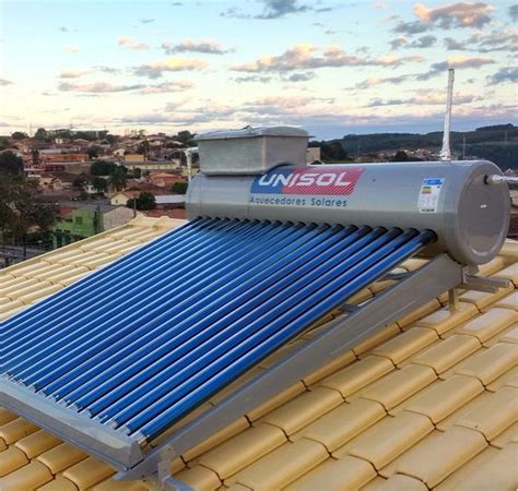 Aquecedor Solar a Vácuo 300 Litros Unisol 30 Tubos Caixa Auxiliar