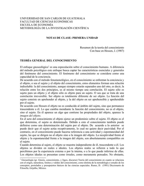 Teoria General Del Conocimiento Pdf