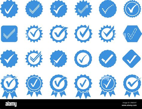 Iconos de marca de verificación azul Insignia de verificación de