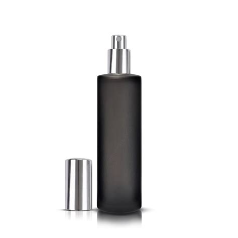 100ml Matte Black Glass Bottle + Silver Mist Spray Atomiser