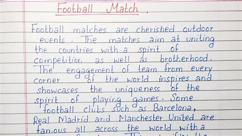 Write A Short Essay On Football Match Essay Youtube