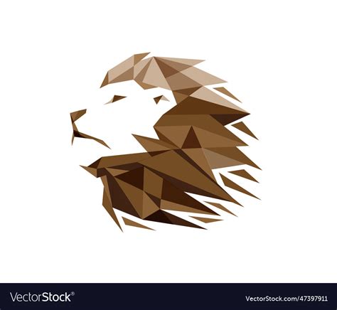 Brown Polygons Lion Head Symbol Design Icon Vector Image