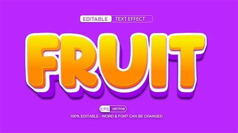 Efecto De Texto Editable De Frutas Vector Estilo D Vector Premium