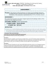 SITXHRM002 Assessment 2V2 AssignmentPARAMANDAR Docx Course Code And