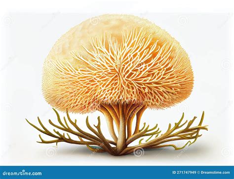 Hericium Erinaceus Botanical Illustration Fantasy Non Existent