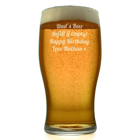 Engraved Beer Glass, Traditional Pint Glass, Lager Glass