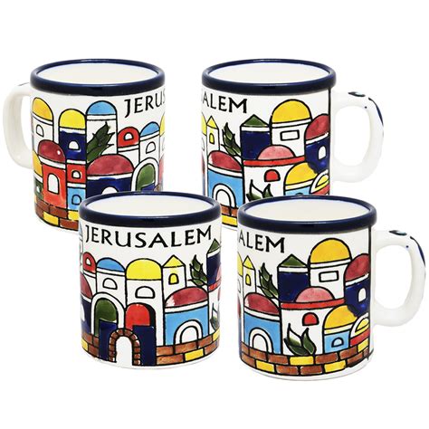 Armenian Ceramic Jerusalem Espresso Cup Set From Israel