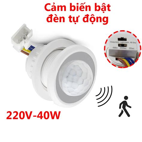 Công tắc cảm biến chuyển động hồng ngoại bật tắt đèn tự động 220V Có