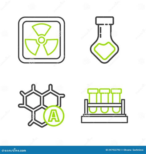 Set Line Test Tube And Flask Chemical Chemical Formula And