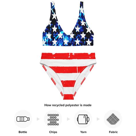 AMERICAN Flag BIKINI USA Bikini Red White And Blue High Waisted Bikini Womens Swimwear Two Piece