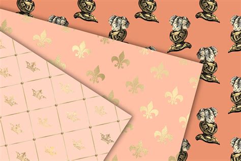 Peach And Gold Princess Digital Paper Seamless Blush Pink Etsy