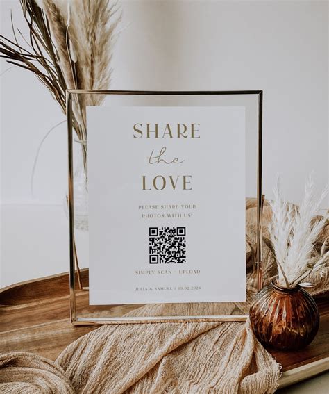 Wedding Qr Code Sign Template Share The Love Qr Code Wedding Etsy Uk