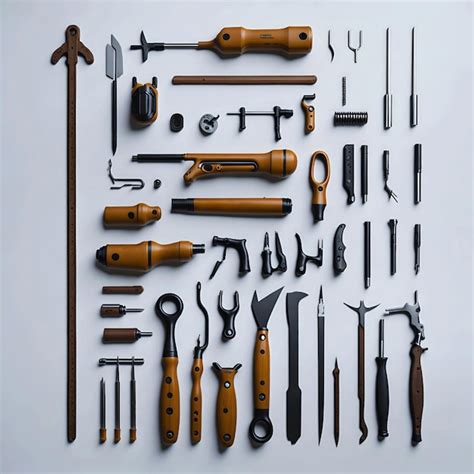 Premium AI Image | A collection of tools including a hand tool, a hammer, and a hammer.