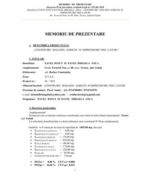 Pdf Memoriu De Prezentare Dokumen Tips