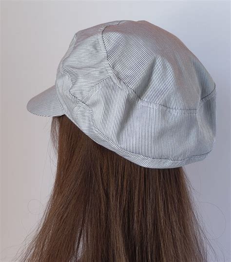 Summer Cotton Newsboy Cap Breton Black Pinstripe Baker Boy Hat Women Bakerboy Cotton Lined Hat