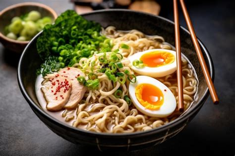 Premium Ai Image Soup Asian Ramen Japanese Food Bowl Meal Vegetable