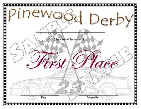 Pinewood Derby Certificate Template Great Template Inspiration